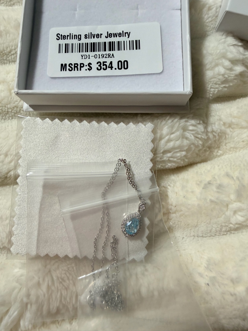 Sterling Silver Blue Teardrop Crystal Necklace